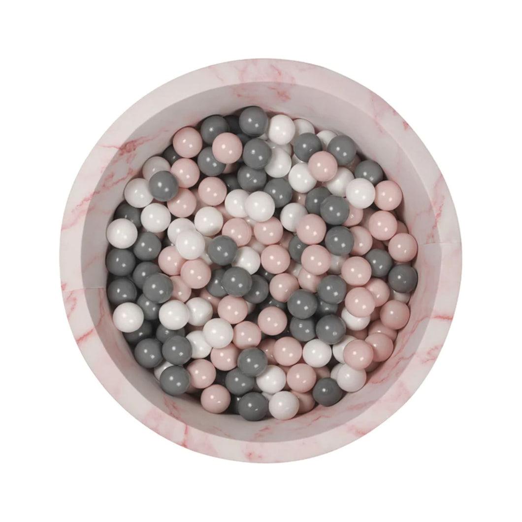 Pink Marble Ball Pit - Powder, Grey, and White Balls