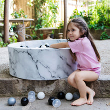 Load image into Gallery viewer, Larisa &amp; Pumpkin Grey Ball Pit - Marble Ball Pit - Silver, Pearl and Black Balls
