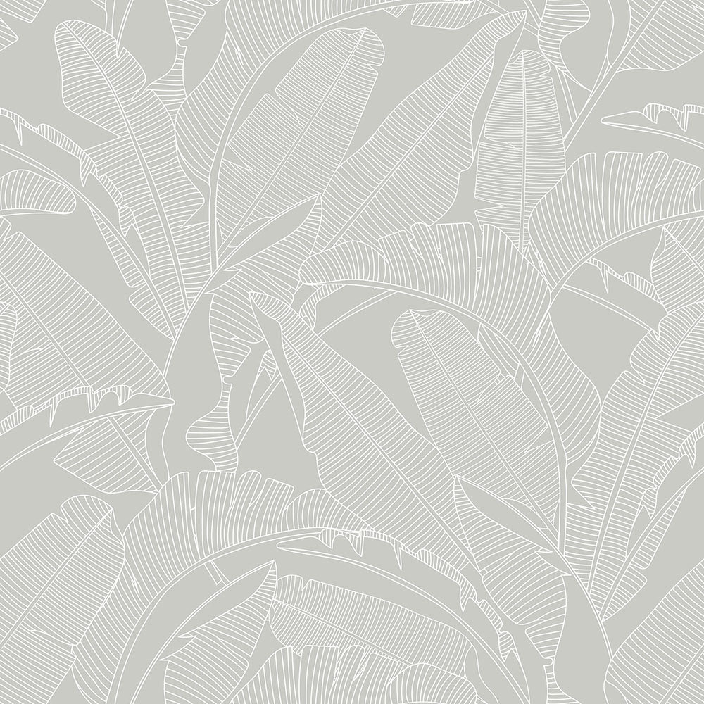 DEKORNIK WALLPAPER - CLASSIC big palm leaves gray  - L: 100 x H: 280