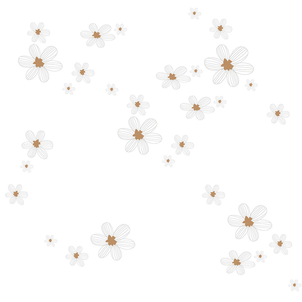 DEKORNIK WALLPAPER - SIMPLE graphic flowers on white background  - L: 50 x H: 280