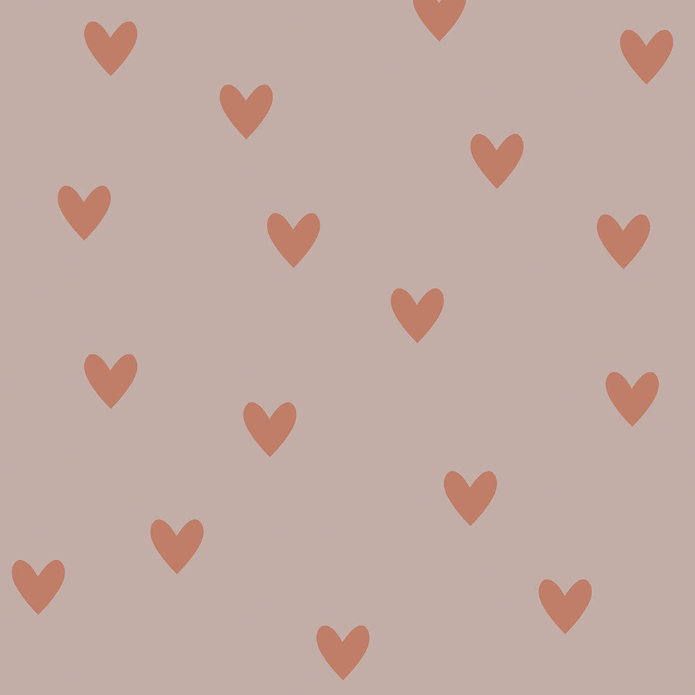 DEKORNIK WALLPAPER - SIMPLE hearts pink and red brick  - L: 50 x H: 280