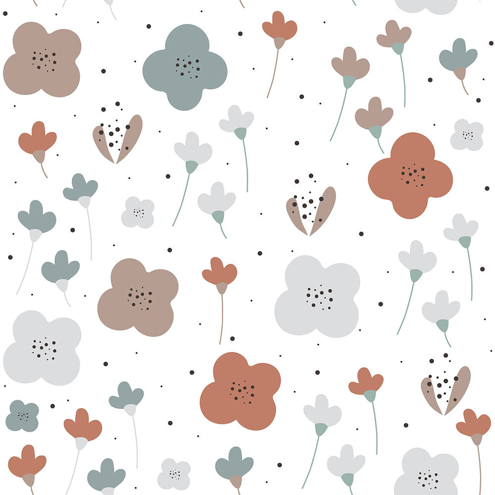 DEKORNIK WALLPAPER - SIMPLE olschood graphic flower pattern white  - L: 50 x H: 280