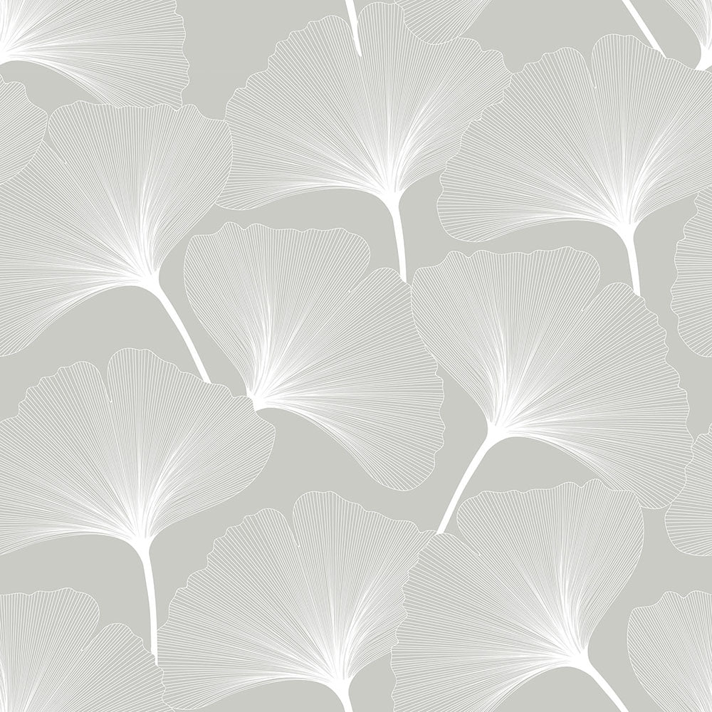 DEKORNIK WALLPAPER - CLASSIC big gingko pattern gray  - L: 100 x H: 280