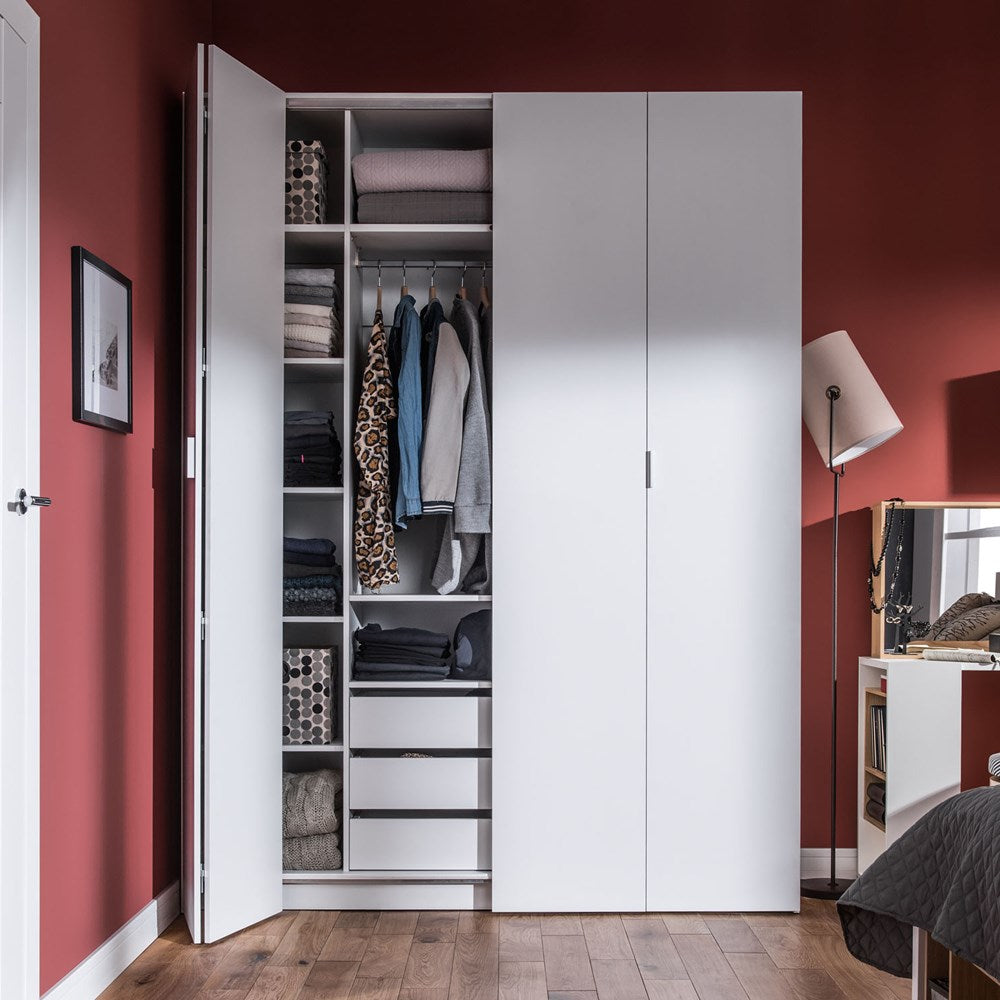 VOX 4 You Bi Fold 4 Door Wardrobe with Built in Drawers - White
