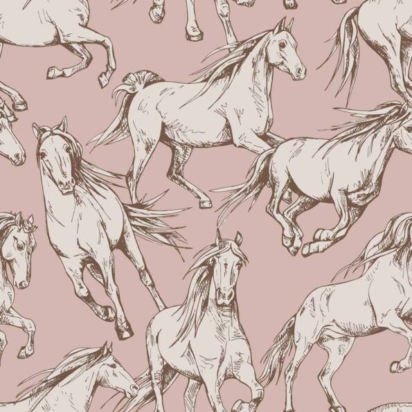 DEKORNIK WALLPAPER - Horses Pink  - L: 100 x H: 280