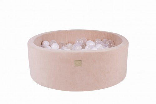 MEOWBABY Round Ball Pit Velvet 30cm - Light Pink (200 Balls White & Transparent)