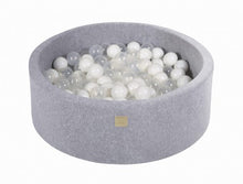 Load image into Gallery viewer, MEOWBABY Round Ball Pit Velvet 30cm - Light Grey (200 Balls White &amp; Transparent)
