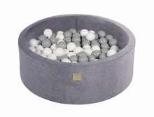 Load image into Gallery viewer, MEOWBABY Round Ball Pit Velvet 30cm - Steel Grey (200 Balls White &amp; Grey)
