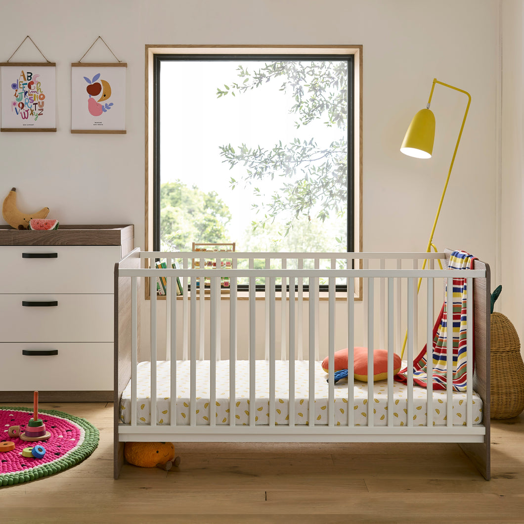 Cuddleco Enzo 2 Piece Nursery Furniture Set - Truffle Oak & White