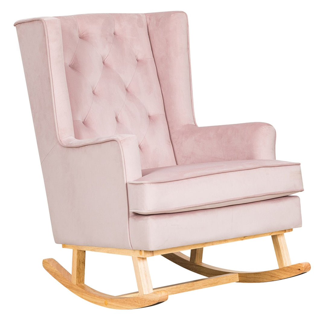 Convertible Nursing Rocking Chair - Dusty Pink Natural Legs