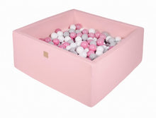 Load image into Gallery viewer, MEOWBABY Medium Square Ball Pit Light Pink (200 Balls - Light Pink, White &amp; Grey)
