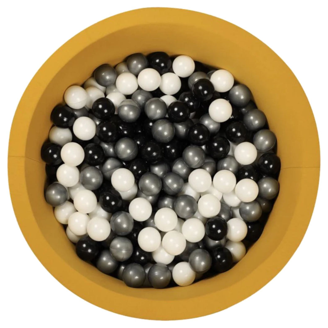Larisa & Pumpkin Grey Ball Pit - Mustard Ball Pit - Black/Silver/White Balls