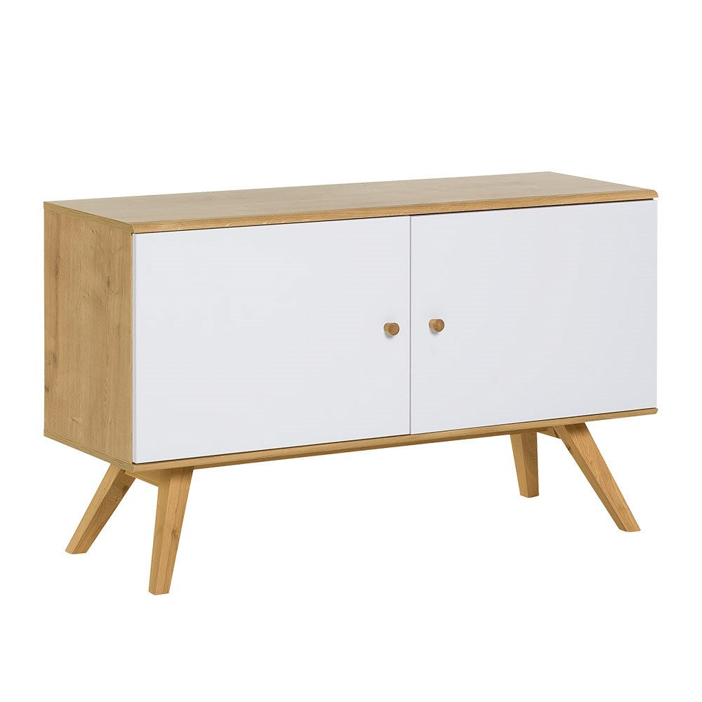 VOX Nature Small Wooden Sideboard in White & Oak Effect