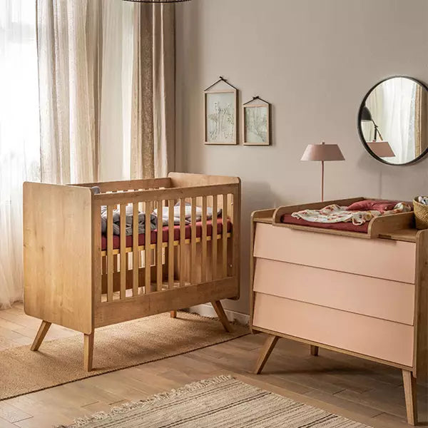 VOX Vintage 2 Piece Cot Nursery Furniture Set in a Choice of Oak or 5 Pastel Colours