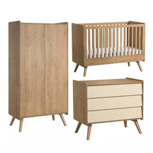 Load image into Gallery viewer, VOX Vintage 3 Piece Cot Bed Nursery Furniture Set in a Choice of Oak or 5 Pastel Colours
