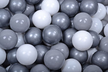 Load image into Gallery viewer, MEOWBABY Medium Square Ball Pit Light Grey (200 Balls - Grey, White &amp; Silver)
