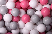 Load image into Gallery viewer, MEOWBABY Medium Square Ball Pit Light Pink (200 Balls - Light Pink, White &amp; Grey)
