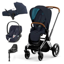 Load image into Gallery viewer, CYBEX PRIAM PLUS Cloud Z2 Travel System - Chrome Brown/Midnight Blue
