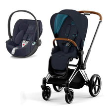 Load image into Gallery viewer, CYBEX PRIAM PLUS Cloud Z2 Travel System - Chrome Brown/Midnight Blue
