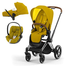 Load image into Gallery viewer, CYBEX PRIAM Cloud Z2 Plus Travel System - Chrome Brown/Mustard Yellow
